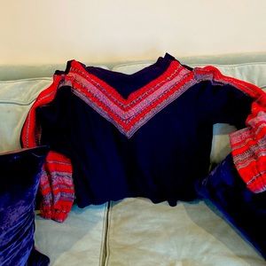 v neck thermal and crochet super cute top
